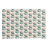 レトロのターコイズの花柄パターン 枕カバー (正面右)