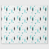 レトロのダイヤモンドおよびスターバストの包装紙 ラッピングペーパー (フラット)