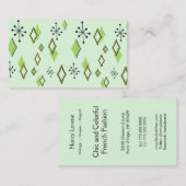 レトロのダイヤモンド及びスターバスト: 緑場面 名刺 (正面/裏面)