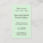 レトロのダイヤモンド及びスターバスト: 緑場面 名刺 (裏面)