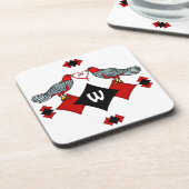 レトロのダイヤモンド、鳥およびハートWorms_Monogrammed コースター (左側)