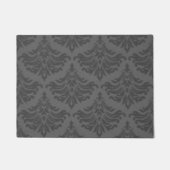 レトロのダマスク織のブロケードの鋼鉄チャコールグレー ドアマット (正面)