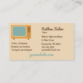 レトロのテレビTVの名刺のクリームの金ゴールド 名刺 (裏面)