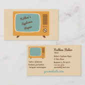レトロのテレビTVの名刺のクリームの金ゴールド 名刺 (正面/裏面)