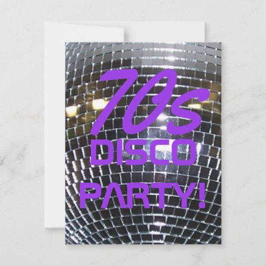 レトロのディスコのダンスパーティー|の70年代によっては紫色がパーティを楽しみます 招待状 (正面)