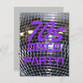 レトロのディスコのダンスパーティー|の70年代によっては紫色がパーティを楽しみます 招待状 (正面/裏面)