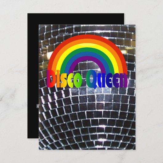 レトロのディスコのダンスパーティー|の70sパーティーのディスコの球 招待状 (正面/裏面)