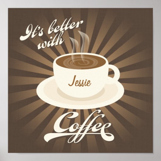 レトロのディナーポスターとコーヒーの相性 ポスター (正面)