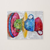 レトロのディナー・ウェアのコラージュの芸術 ジグソーパズル (横)