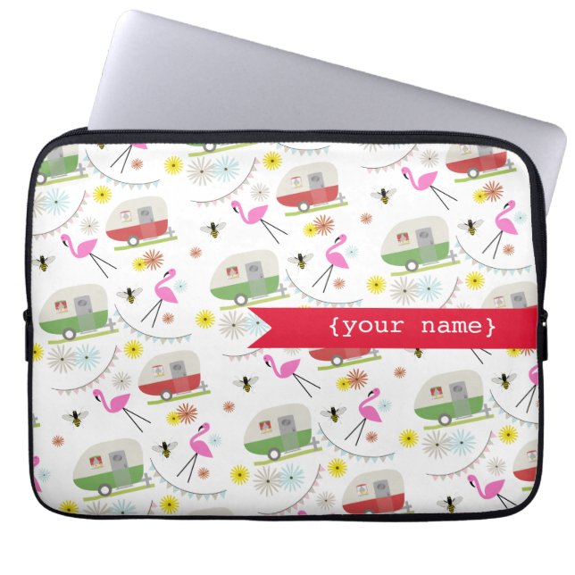 レトロのトレーラーのパーソナライズな電子工学のバッグ ラップトップスリーブ (正面)