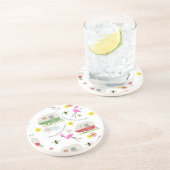 レトロのトレーラー及びフラミンゴパターン コースター (側面)