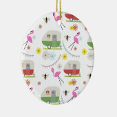 レトロのトレーラー及びフラミンゴパターン セラミックオーナメント (右)