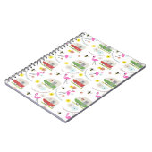 レトロのトレーラー及びフラミンゴパターン ノートブック (左側)