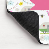 レトロのトレーラー及びフラミンゴパターン マウスパッド (コーナー)