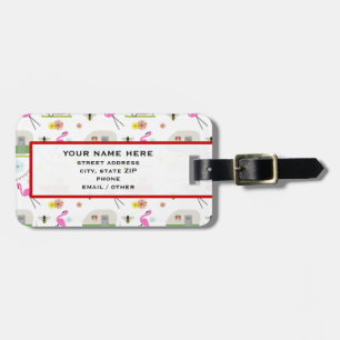 レトロのトレーラー及びフラミンゴパターン ラゲッジタグ