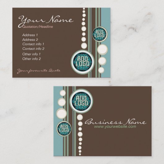 レトロのドットと円（ロゴ付き）またはフォトビジネス付き(Per) 名刺 (正面/裏面)