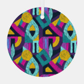 レトロのドードルポップ・アートの：幾何学的アート。 ガラスオーナメント (裏面)