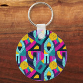 レトロのドードルポップ・アートの：幾何学的アート。 キーホルダー (正面)