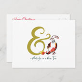 レトロのナシの木のパトリッジ手図解入りの、写真付きの- ポストカード (正面/裏面)