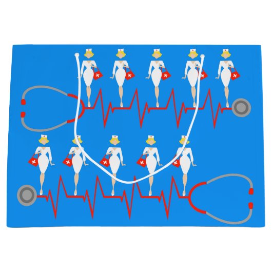 レトロのナースのギフトバッグ ラージペーパーバッグ (正面)