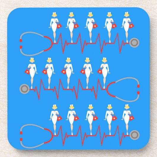 レトロのナースの堅いプラスチックコースター コースター (正面)