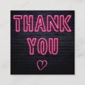 レトロのネオンピンクのサイン感謝していオーダー スクエア名刺 (正面)