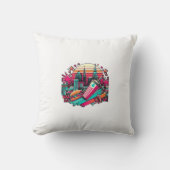 レトロのネオン街並み(ファストフード付き) クッション (正面)