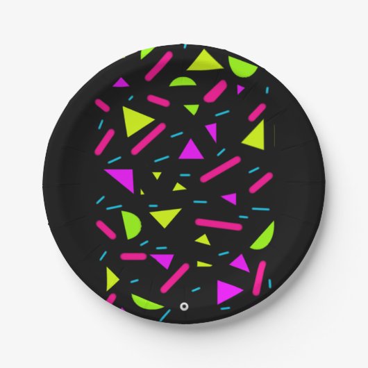 レトロのネオン80年代によってはカスタム7"が紙皿パーティを楽しみます ペーパープレート (正面)