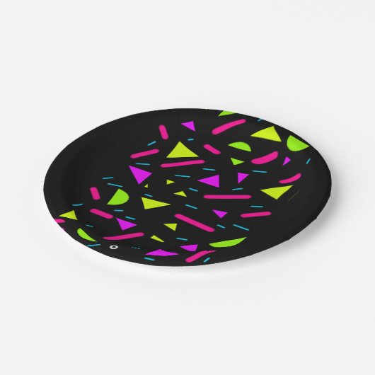 レトロのネオン80年代によってはカスタム7"が紙皿パーティを楽しみます ペーパープレート (アングル)