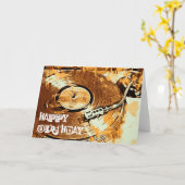 レトロのハッピーバースデーの挨拶状 カード (黄色い花)