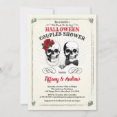 レトロのハロウィンのカップルのシャワーの招待 招待状 (正面)