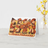 レトロのハロウィンの挨拶状 カード (黄色い花)