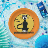 レトロのハロウィン遠ぼえ猫のプレート ペーパープレート (パーティー)