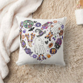 レトロのハロウィーン幽霊とローラブレード クッション (ブランケット)