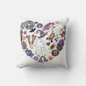 レトロのハロウィーン幽霊とローラブレード クッション (正面)