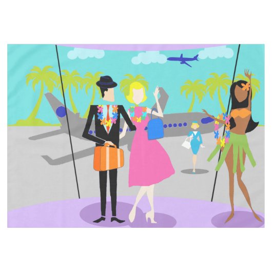 レトロのハワイのクリスマスのテーブルクロス テーブルクロス (正面(横))