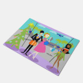 レトロのハワイのクリスマスのドア・マット ドアマット (アングル)