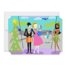 レトロのハワイのクリスマスのパーティの招待状