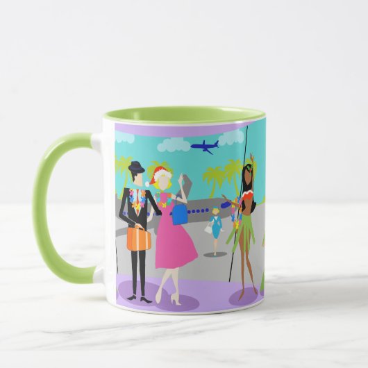 レトロのハワイのクリスマスのマグ マグカップ (左)