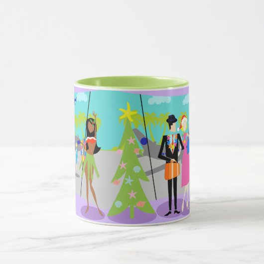 レトロのハワイのクリスマスのマグ マグカップ (中央)