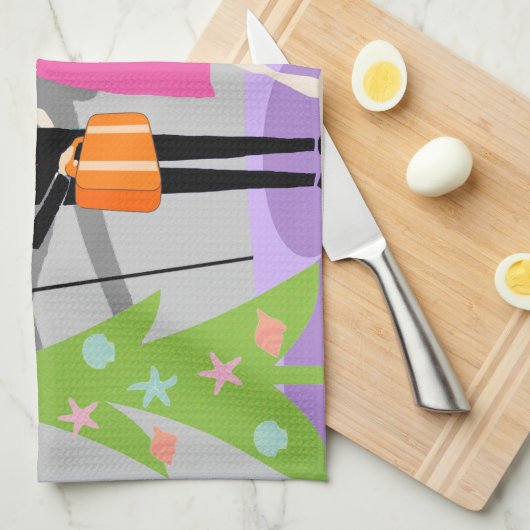 レトロのハワイのクリスマスの台所タオル キッチンタオル (四つ折り)