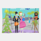 レトロのハワイのクリスマスの台所タオル キッチンタオル (横)