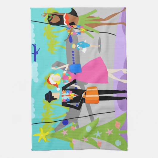 レトロのハワイのクリスマスの台所タオル キッチンタオル (縦)