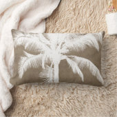 レトロのハワイの熱帯ヤシの木のシルエットの白 ランバークッション (ブランケット)