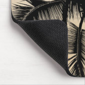 レトロのハワイの熱帯ヤシの木のシルエットの黒 マウスパッド (コーナー)