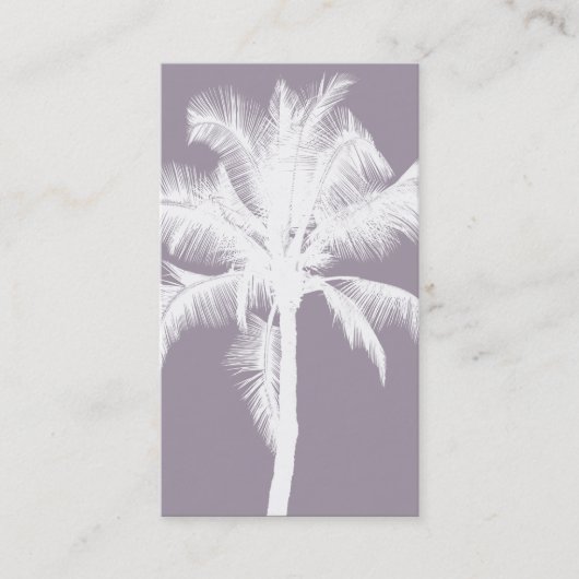 レトロのハワイの熱帯ヤシの木のヴィンテージの紫色 名刺 (正面)