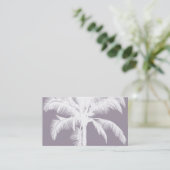 レトロのハワイの熱帯ヤシの木のヴィンテージの紫色 名刺 (スタンド正面)