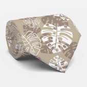 レトロのハワイアンのMonsteraの葉のカッコいいの茶色 ネクタイ (ロール)