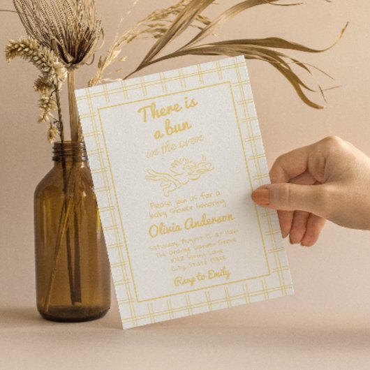 レトロのハンドドロードパンのオーブン天使の赤ちゃんシャワー 招待状