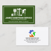 レトロのハンドマニツールのモチーフ、奇数ジョブワーカー 名刺 (正面/裏面)